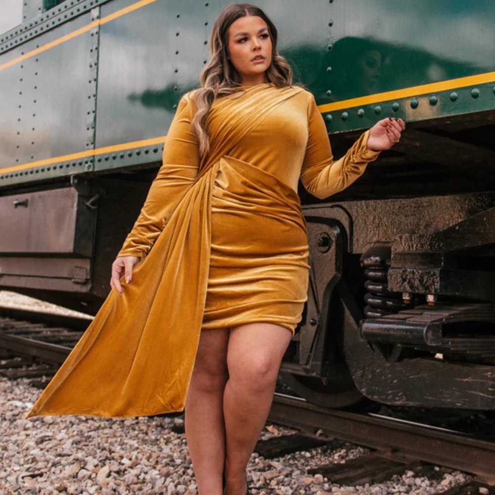 NWT Jessakae Noor Velvet Dress-Gold